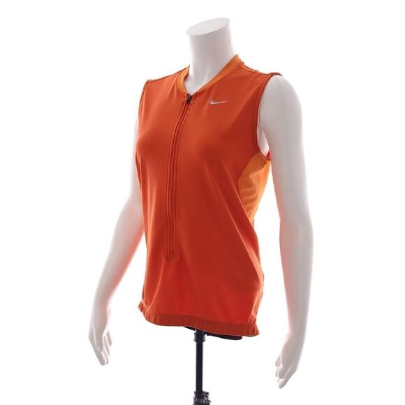 Nike Fit Dry Zip Closure Solid Orange Cycling Tank Top Womens Size M 8-10 - Picture 1 of 16